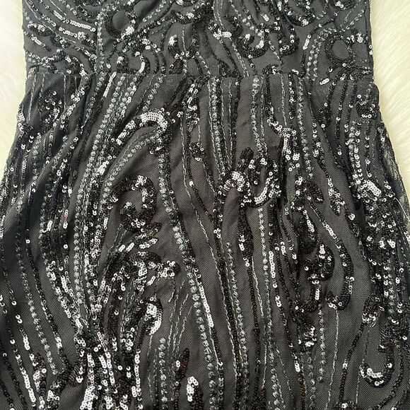 NWT Lulus Black Sequin One-Shoulder Mini Dress Medium - Picture 5 of 12